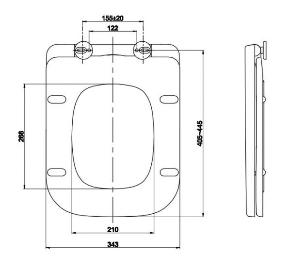 Square Toilet Seat Top Fixing , Fits RAK Clancy & Fabian Pans