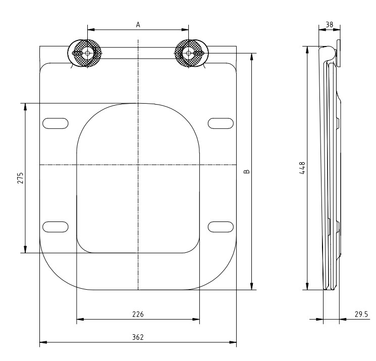 slim square toilet seat size