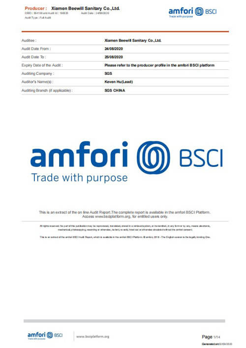 Beewill certificates-bsci BSCI audit