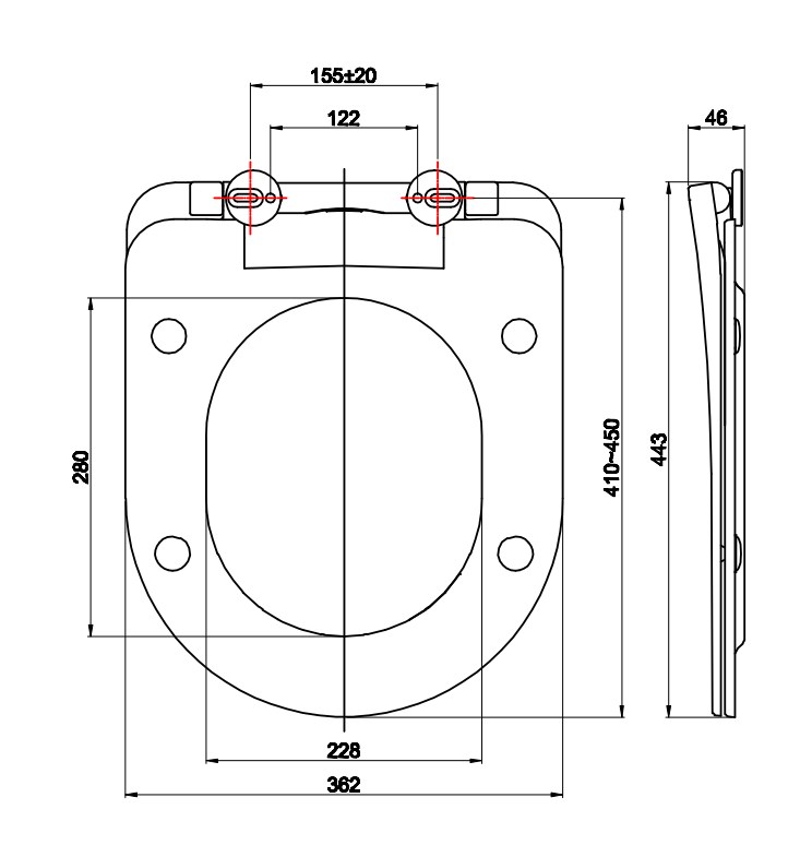 Ultra thin toilet seat dimension | Beewill Sanitary ultra thin toilet seat dimension